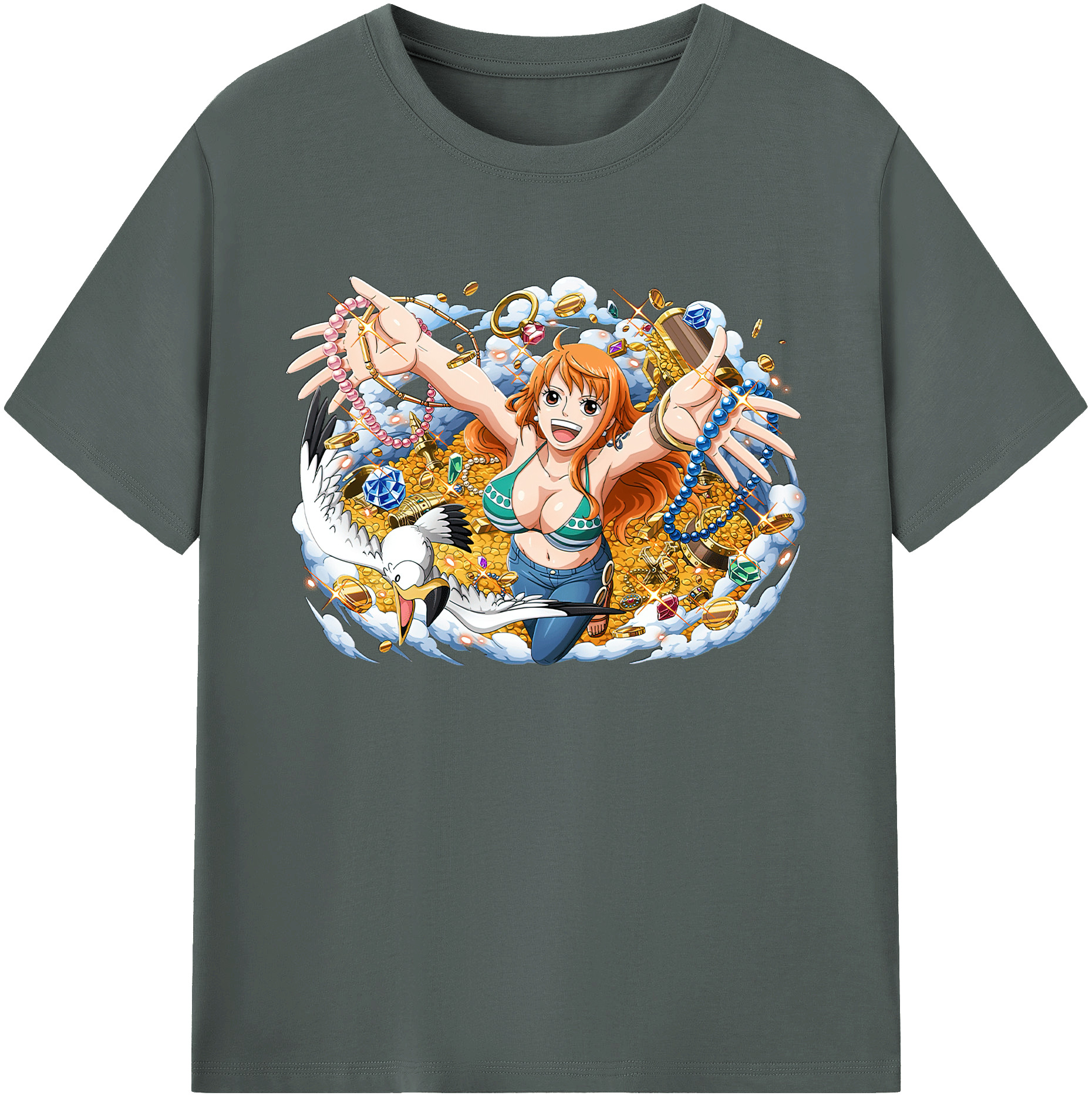 （画像用） ワンピース ナミ ONE PIECE Nami 綿100％ メンズ半袖Tシャツ｜肌触りやわらか＆通気性